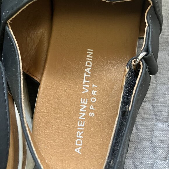 Adrienne Vittadini Sport Black Slingback Sandals Comfortable Platform Sole Styli - Picture 6 of 7